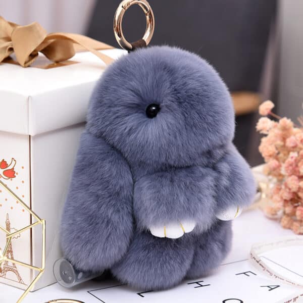Cute Bunny plushie Keychain dark gray color