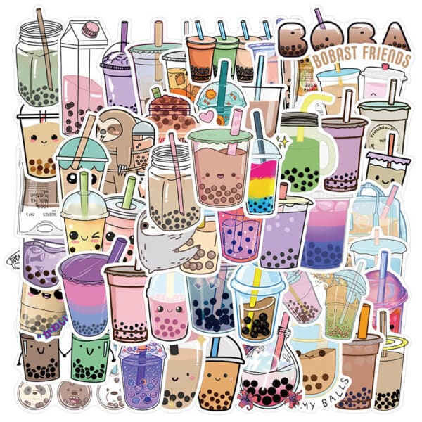 Boba Tea Stickers Bubble Tea Stickers 50Pcs