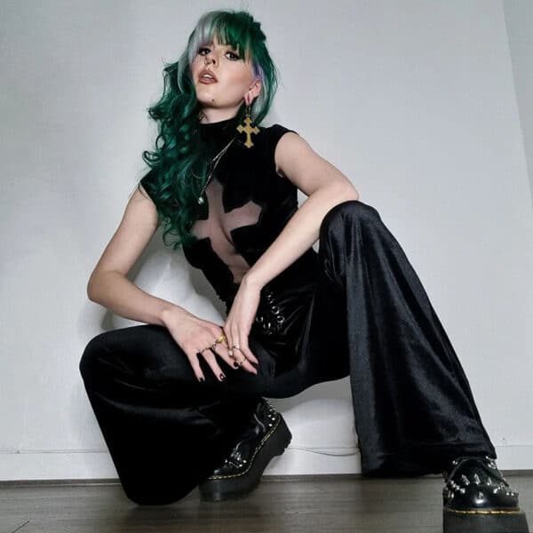 goth woman wearing Goth Punk Top Women design