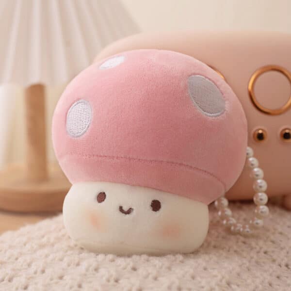 pink mushroom keychain