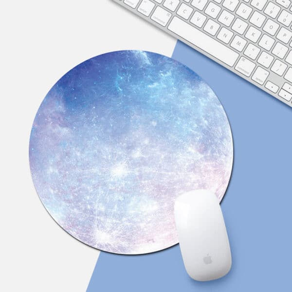 blue Mouse Pad moon round shape