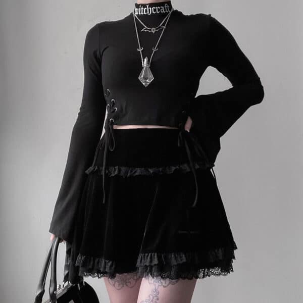 gothic outfit with cute Gothic Mini Skirt