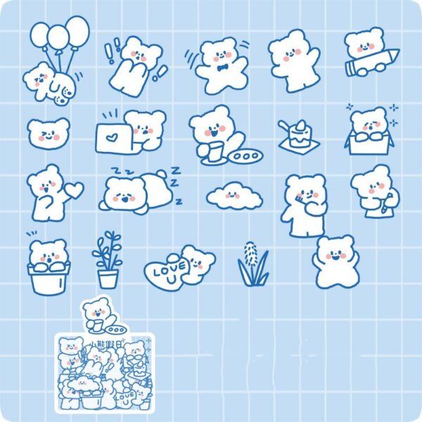 white Bunny Stickers Cute Stickers Pack 40Pcs