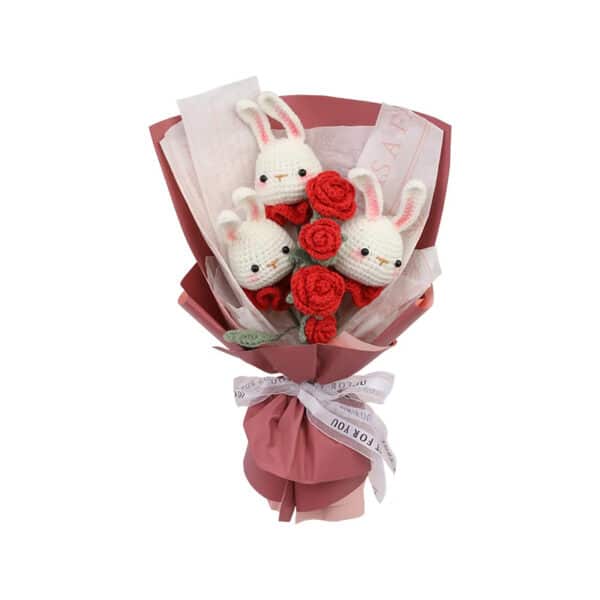 rabbit and roses crochet kit bouquet