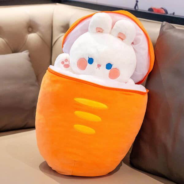 2 IN 1 carrot Bunny Plush Secret Plushie