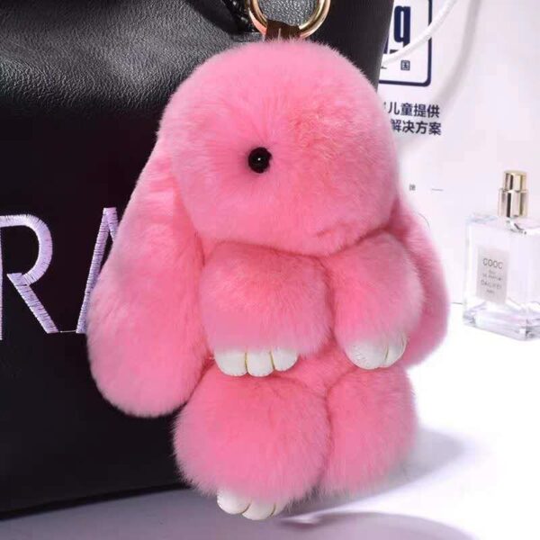 hot pink rabbit Keychain Fluffy style