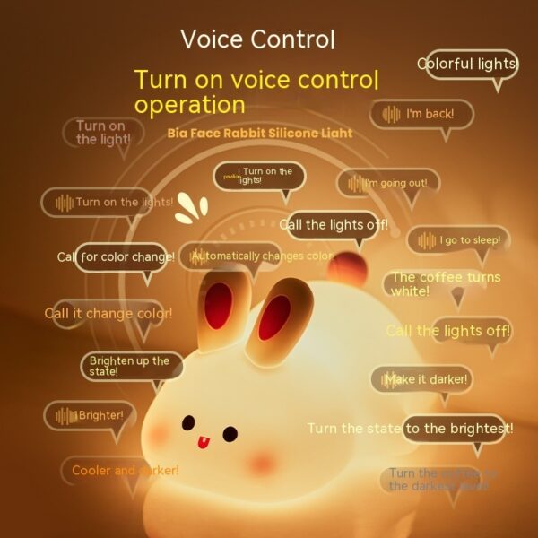 voice recognition Cute Bunny Lamp Bunny Night Lamp Lumina