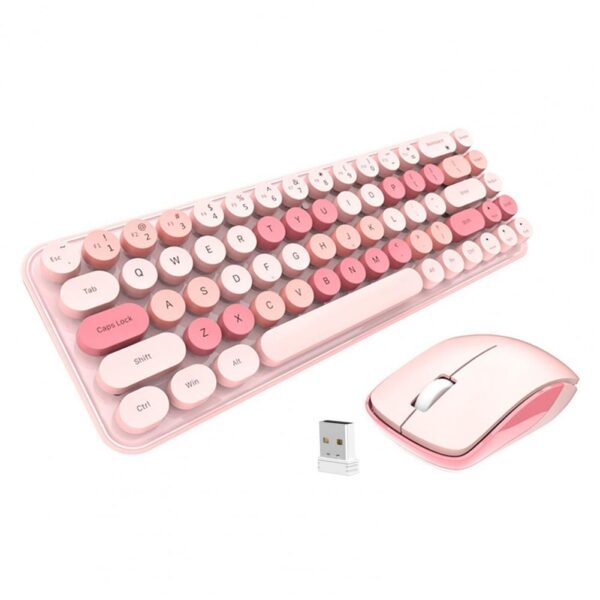pink Small Wireless Keyboard pink color with mouse