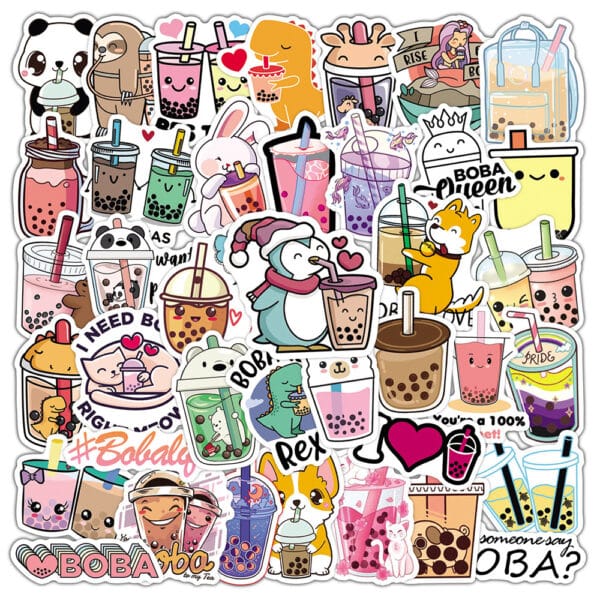 Boba Tea Stickers Bubble Tea Stickers 50Pcs