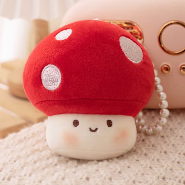 red mushroom keychain kawaii style