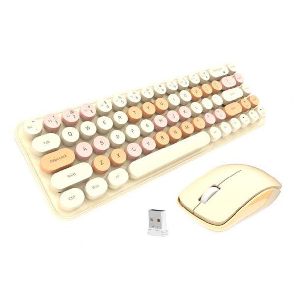 yellow Small Wireless Keyboard with Mouse yellow color