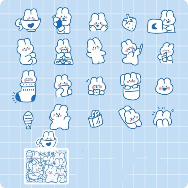 white Bunny Stickers Cute Stickers Pack 40Pcs