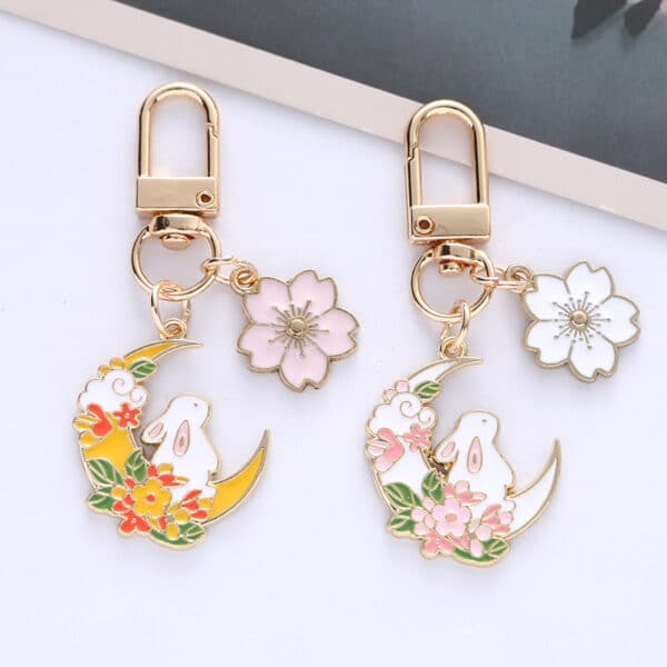 cherry blossom keychain moon japanese keychains