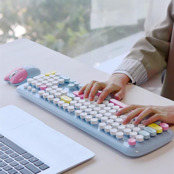 kawaii Blue Keyboard and Mouse Combo
