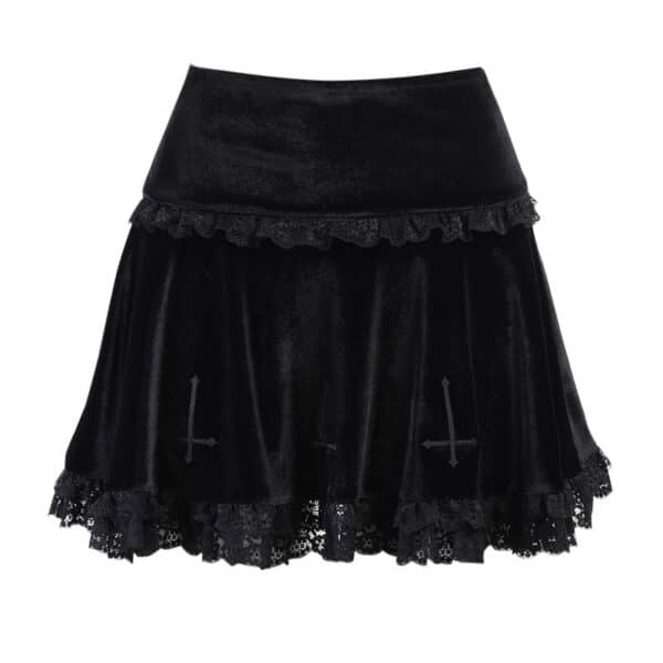 suede Gothic Mini Skirt on white background