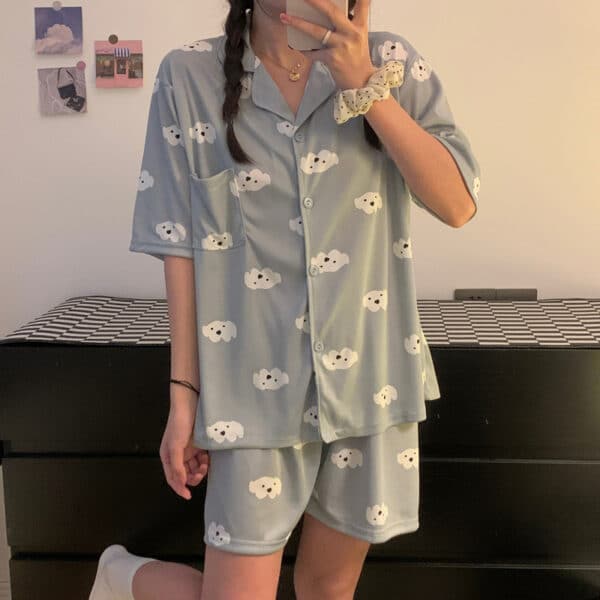 kawaii Cloud Pajamas Set Blue cute Pajamas blue