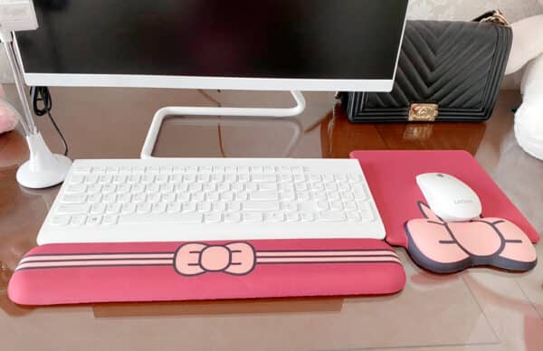 desk with BOWKNOT Mouse Pad