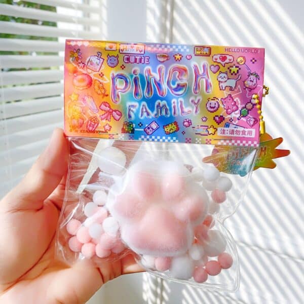 white Cat Paw Squishy pink and white colors