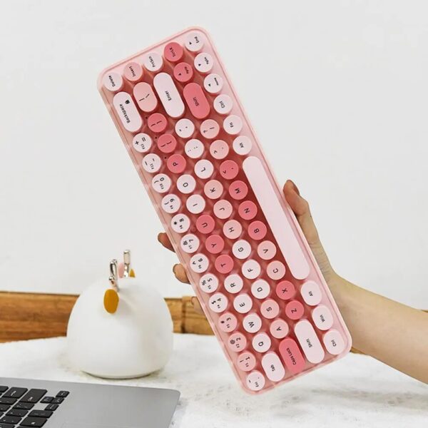 pink portbale Small Wireless Keyboard with Mouse