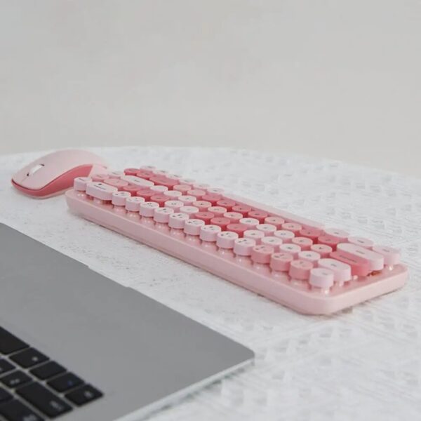 pink portbale Small Wireless Keyboard with Mouse