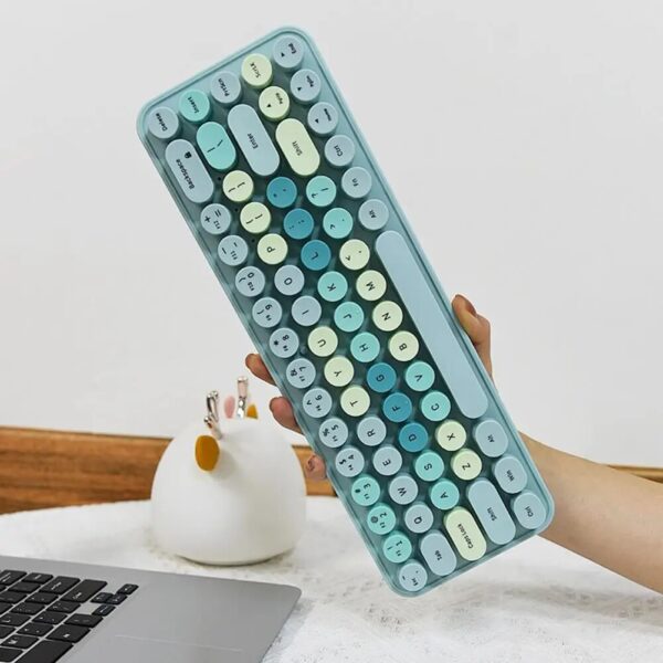 blue green Small Wireless Keyboard with Mouse