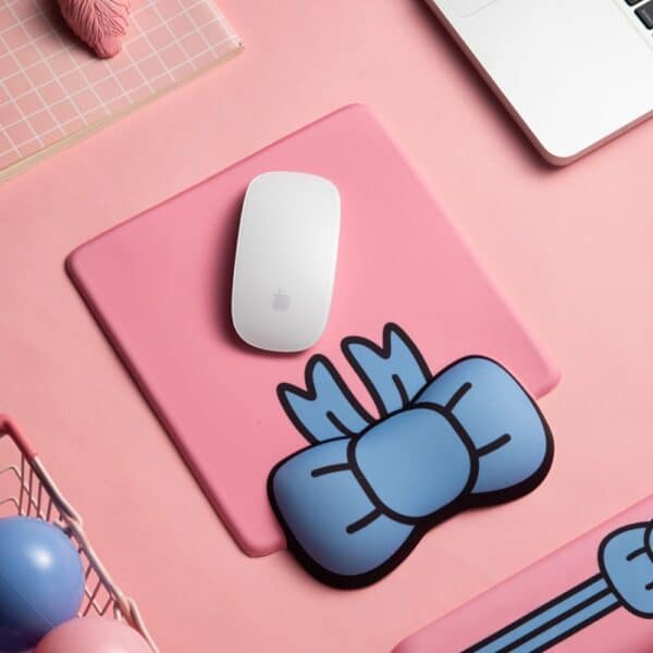 pink Mouse Pad with Wrist Rest Cute