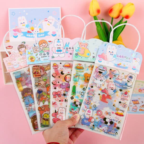 Kawaii Sticker Sheets 40Pcs + Kawaii Postcard