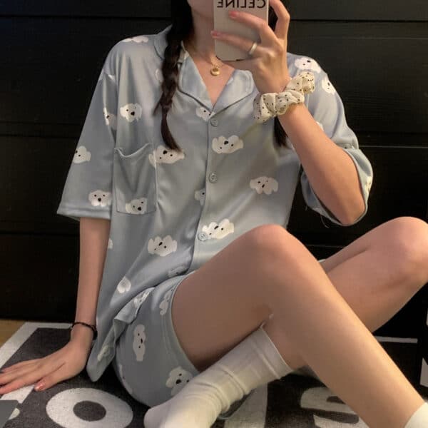 Cute Cloud print Pajamas Set kawaii Blue Kawaii Pajamas