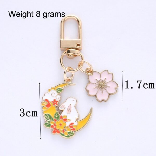 kawaii yellow Moon Keychain Sakura Rabbit Keychain