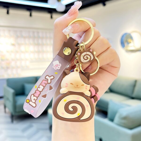 chocolate cake roll keychain kawaii swiss roll keychain