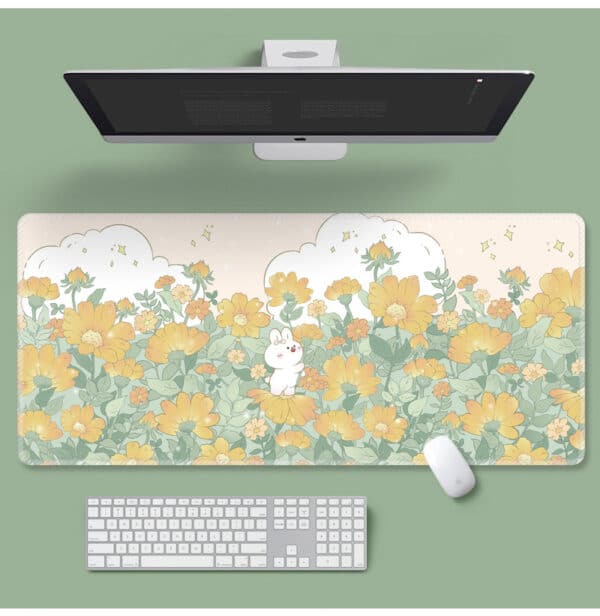 Floral Mouse Mat with rabbit