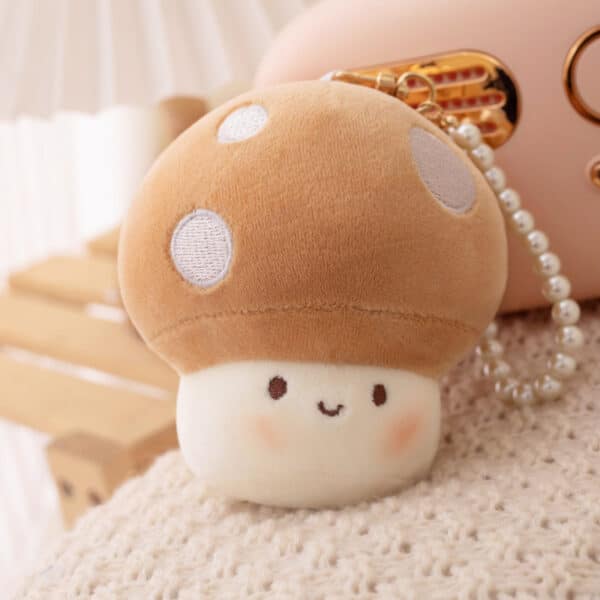 brown Cute Mushroom Plush Keychain mushroom Keyring