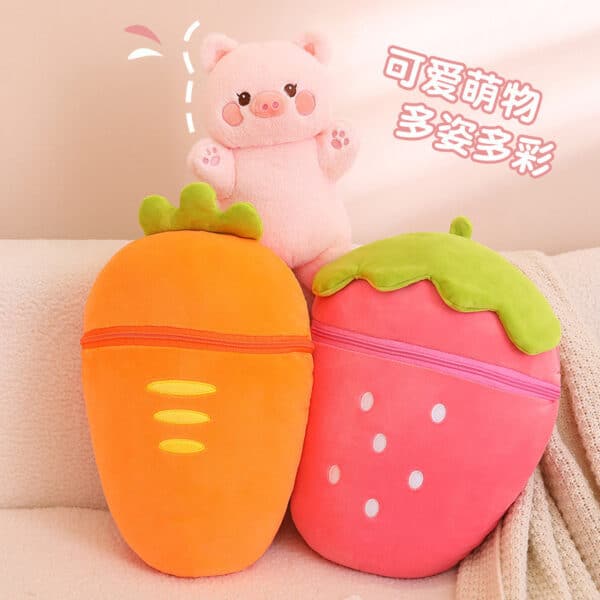 2 IN 1 Strawberry Bunny Plush Secret Plush secret hidden