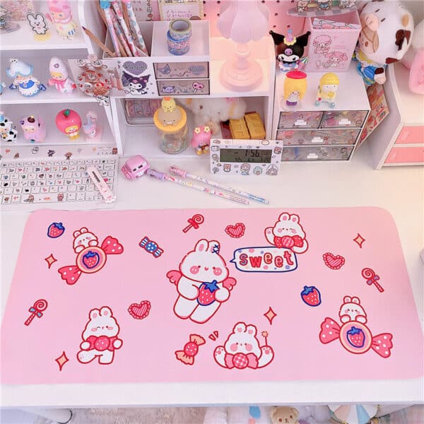 pink cartoon Desk Mat Kawaii