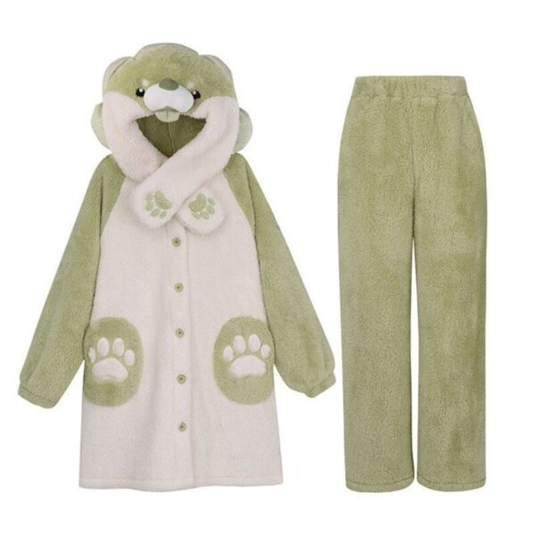 Green Onesie Pajamas Kawaii Sleepwear puppy paw pajamas green
