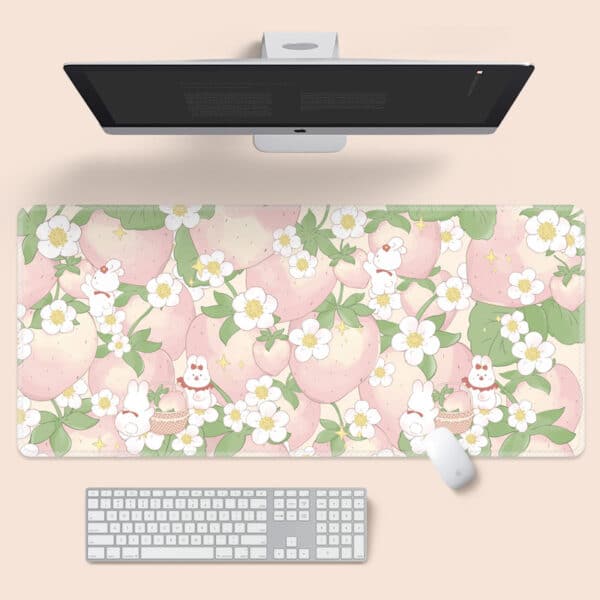 pink flower desk mat