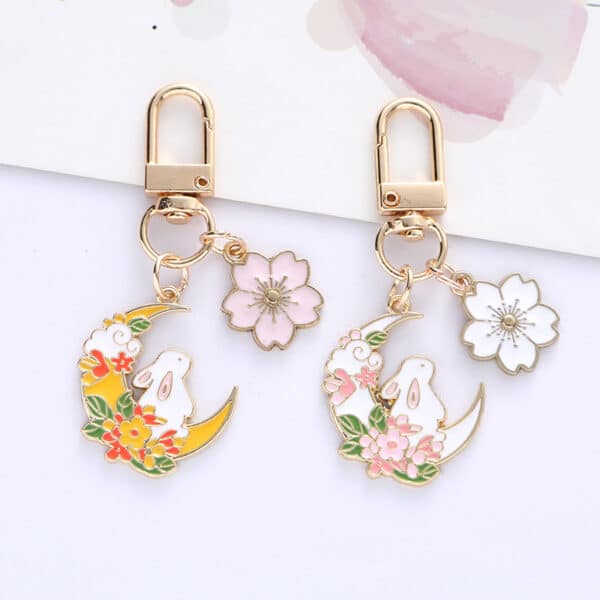 japanese Cute Moon Keychains Sakura Rabbit Keychain japanese style