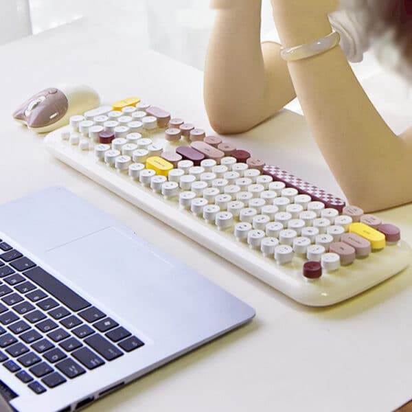 girl writing on white Keyboard and Mouse Combo unique design