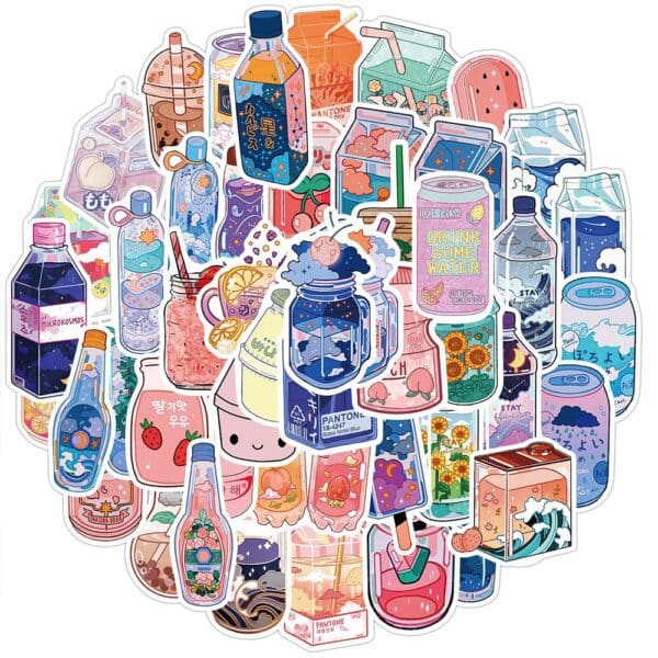 kawaii Milk Stickers japanese Kawaii Drinks pack