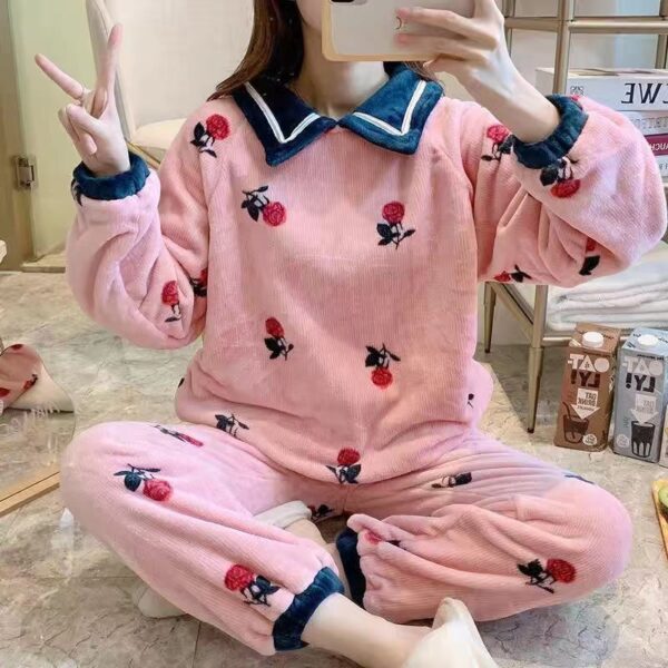 Kawaii Avocado Pajamas Set Plush Pajamas