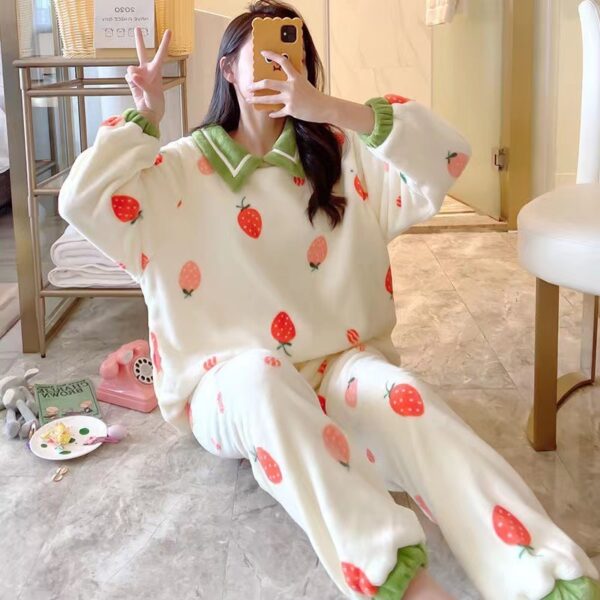 Kawaii Avocado Pajamas Set Plush Pajamas