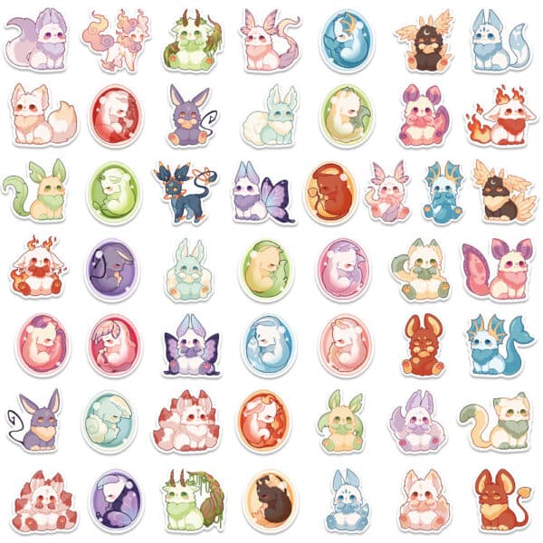 Cute Fantasy Stickers Cute Creatures 50Pcs