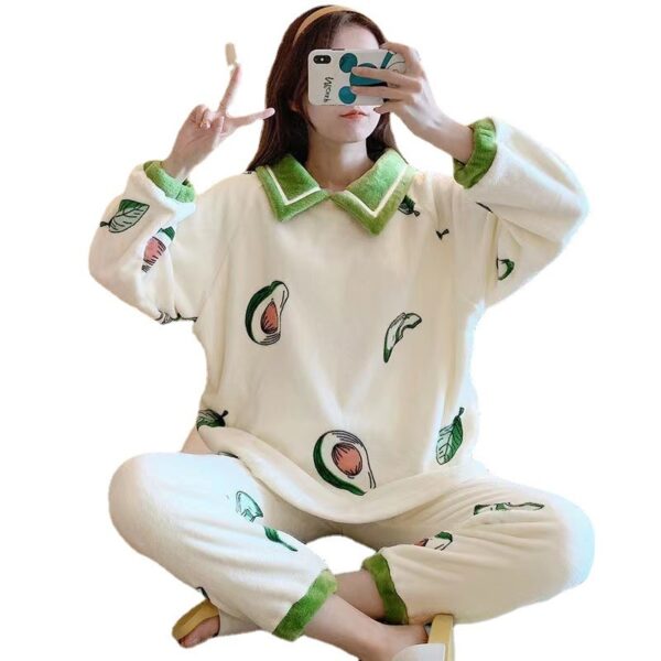 Kawaii Avocado Pajamas Set Plush Pajamas