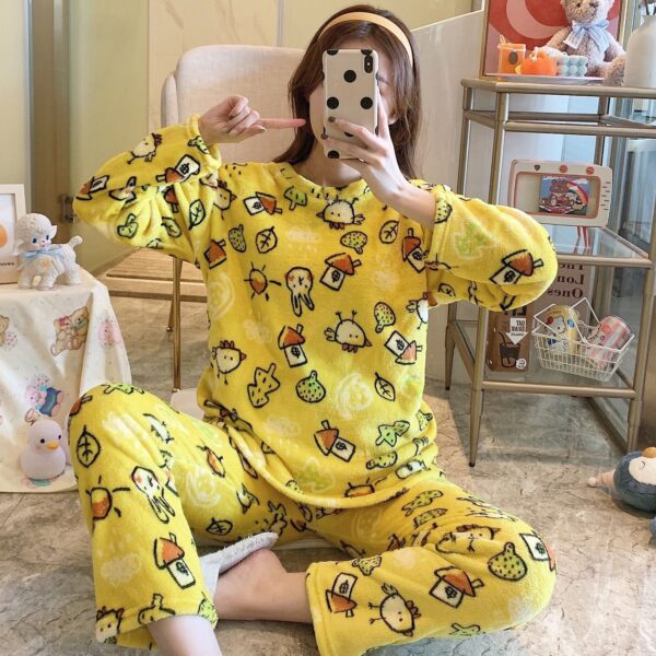 Kawaii Avocado Pajamas Set Plush Pajamas