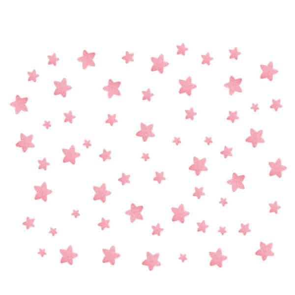Kawaii Wall Stickers Pink Stars 60Pcs