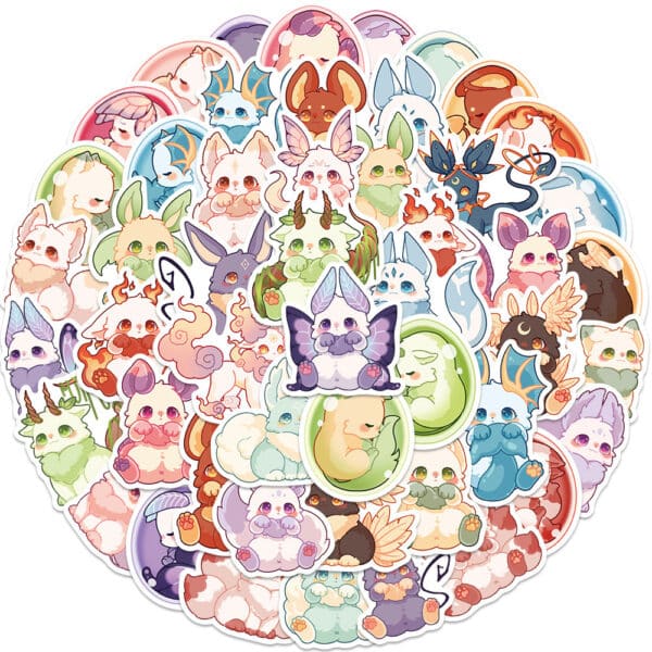 Cute Fantasy Stickers Cute Creatures 50Pcs