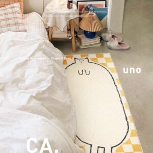 Yellow Cat Rug for Bedroom - Cute and Kawaii
