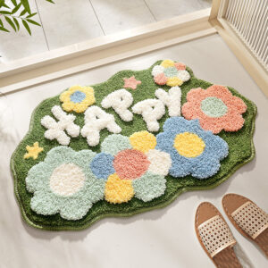 Kawaii Mat Floral with Quote "HAPPY"