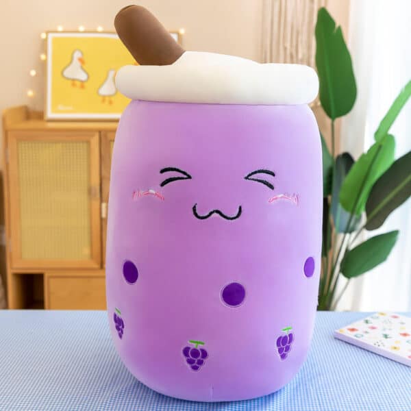 Grape Purple Boba Tea Pillow Cute & Kawaii