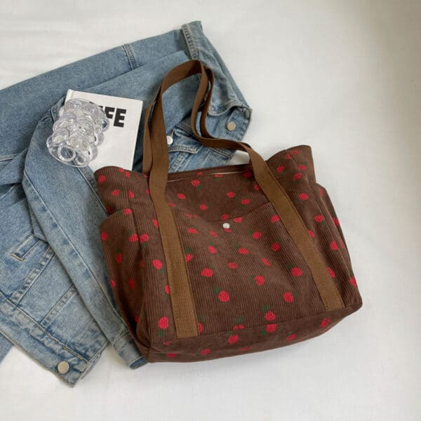 Black Strawberry Bag Tote | Corduroy